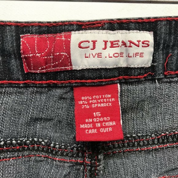 CJ Jeans Size 15  Black  Embroidered Pockets Flare - Picture 3 of 6